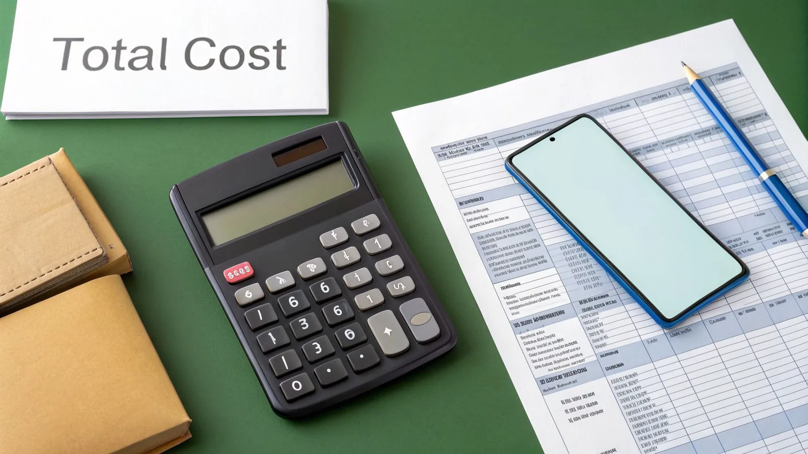 calculator on the table. Impound insurance, compound insurance UK